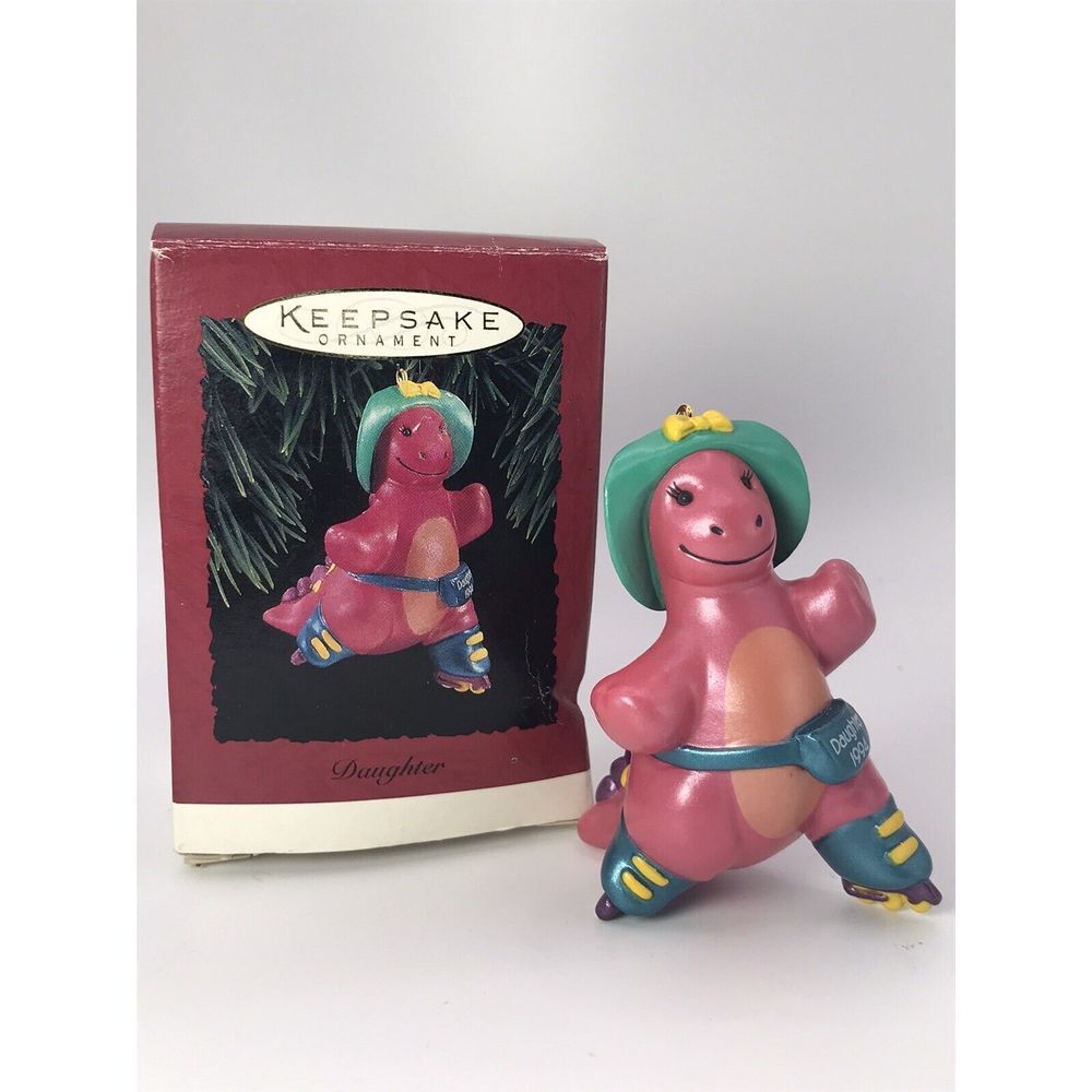 Hallmark 1994 Keepsake Christmas Ornament Daughter Skate Dinosaur Fanny Pack Hat